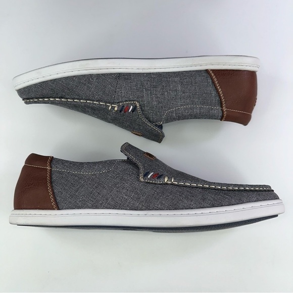 TOMMY HILFIGER Mens Gray Linen Stretch Carlid Round Toe Slip On Sneakers main image 4